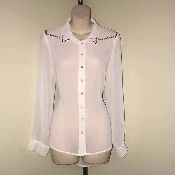NWOT Cotton On white sheer button down blouse - Picture 3 of 6